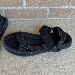 Zara Womens Black Rubber Soled Adjustable Strap Sandals